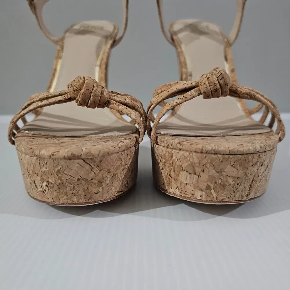 Paige Candice Cork Platform Sandal Womens Size 10 Strappy Chunky Block High Heel